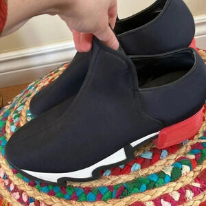 Iri black white red  platform track sneakers